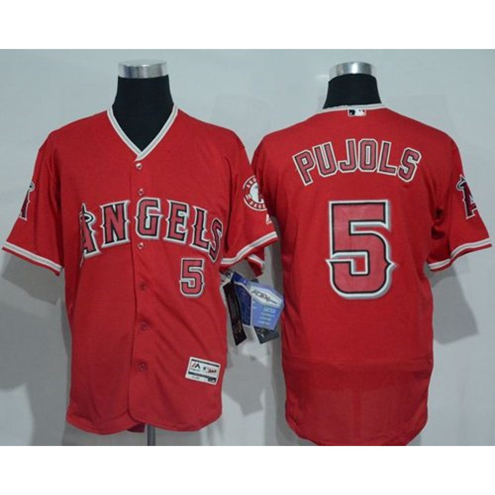 Angels of Anaheim #5 Albert Pujols Red Flexbase Authentic Collection Stitched MLB Jersey