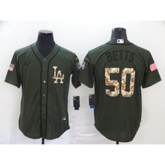 Men's Los Angeles Dodgers #50 Mookie Betts Green Cool Base Stitched MLB Jersey