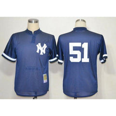 Mitchell And Ness 1995 Yankees #51 Bernie Williams Blue Throwback Stitched MLB Jersey