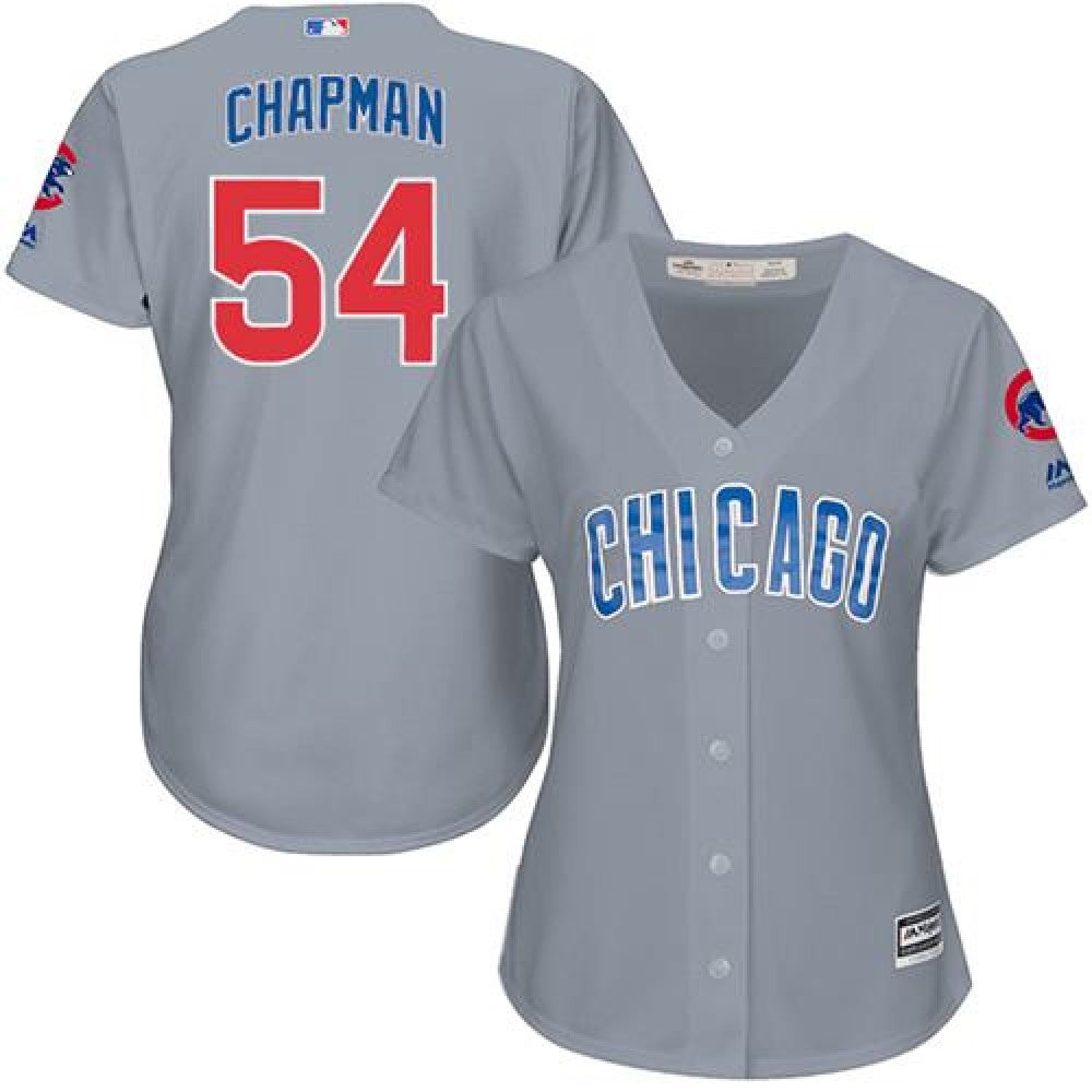 Cubs #54 Aroldis Chapman Grey Road Women's Stitched MLB Jersey