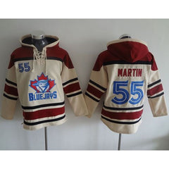 Blue Jays #55 Russell Martin Cream Sawyer Hooded Sweatshirt MLB Hoodie