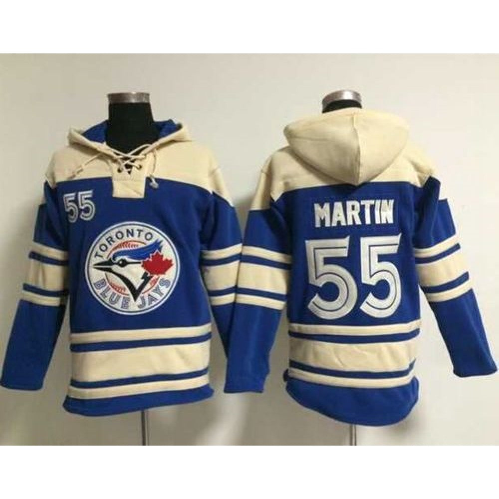 Blue Jays #55 Russell Martin Blue Sawyer Hooded Sweatshirt MLB Hoodie