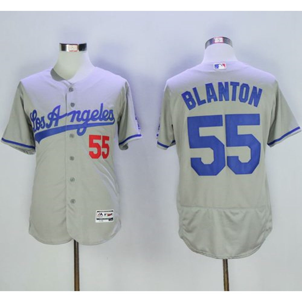 Dodgers #55 Joe Blanton Grey Flexbase Authentic Collection Road Stitched MLB Jersey