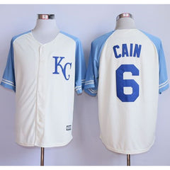 Royals #6 Lorenzo Cain Cream Exclusive Vintage Stitched MLB Jersey
