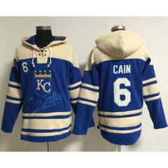 Royals #6 Lorenzo Cain Light Blue Sawyer Hooded Sweatshirt MLB Hoodie