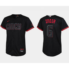 Youth Cincinnati Reds #6 Jonathan india Black 2023 City Connect Stitched Baseball Jersey