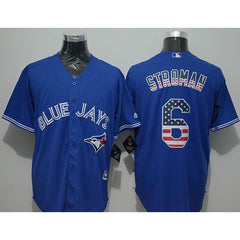 Blue Jays #6 Marcus Stroman Blue USA Flag Fashion Stitched MLB Jersey