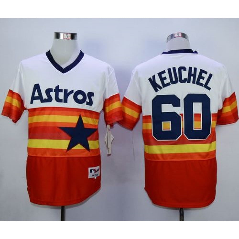 Astros #60 Dallas Keuchel White/Orange 1980 Turn Back The Clock Stitched MLB Jersey
