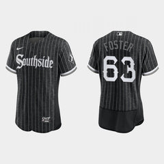 Men's Chicago White Sox #63 Matt Foster Black 2021 City Connect Flex Base Stitched Jersey