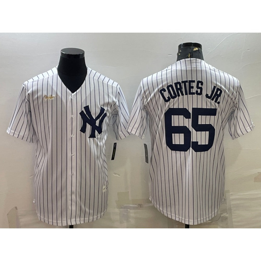 Men's New York Yankees #65 Nestor Cortes Jr. White Cool Base Stitched Jersey
