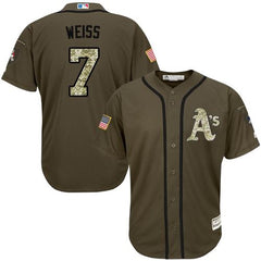 Athletics #7 Walt Weiss Green Salute to Service Stitched MLB Jersey