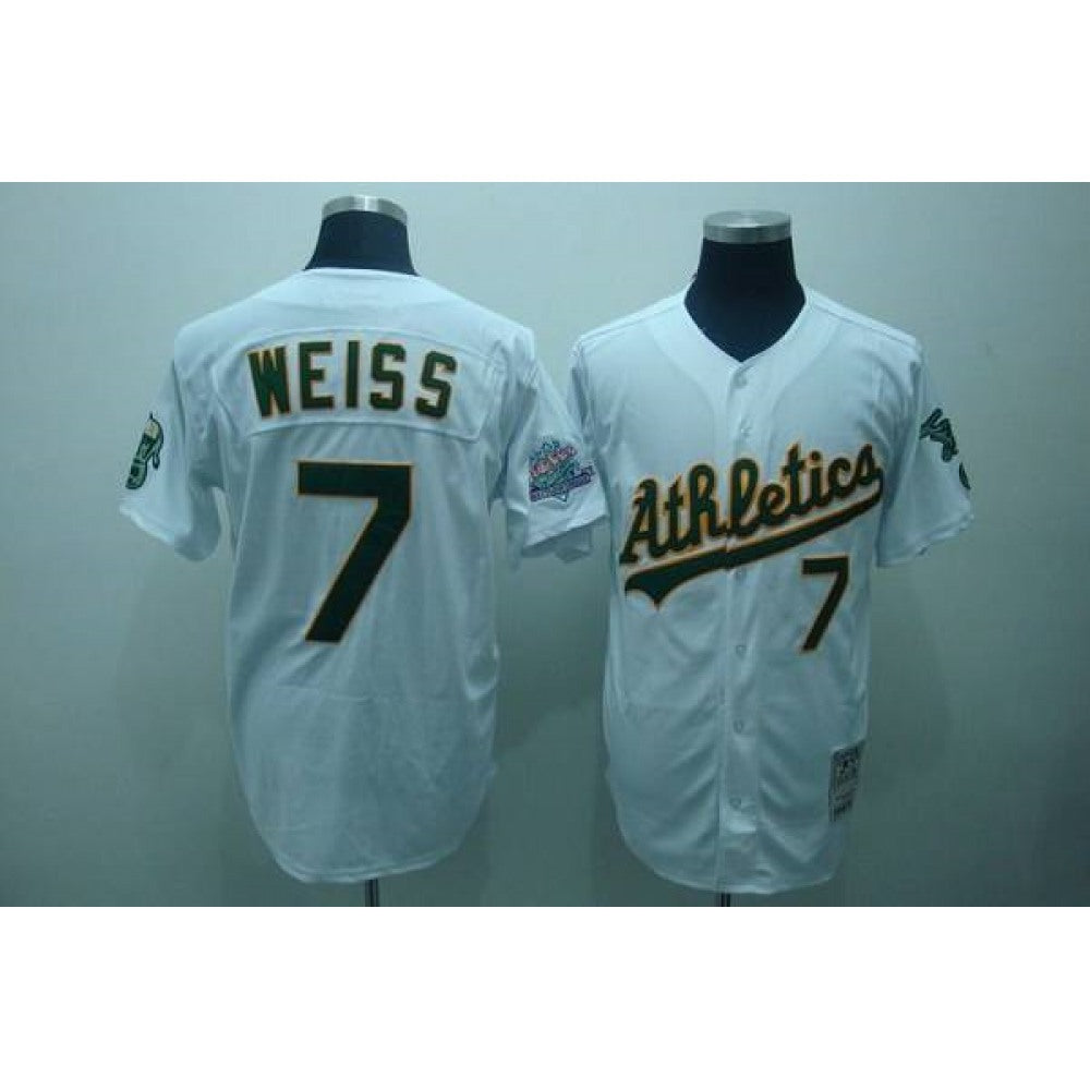 Mitchell and Ness Athletics #7 Walt Weiss Stitched White Throwback MLB Jersey