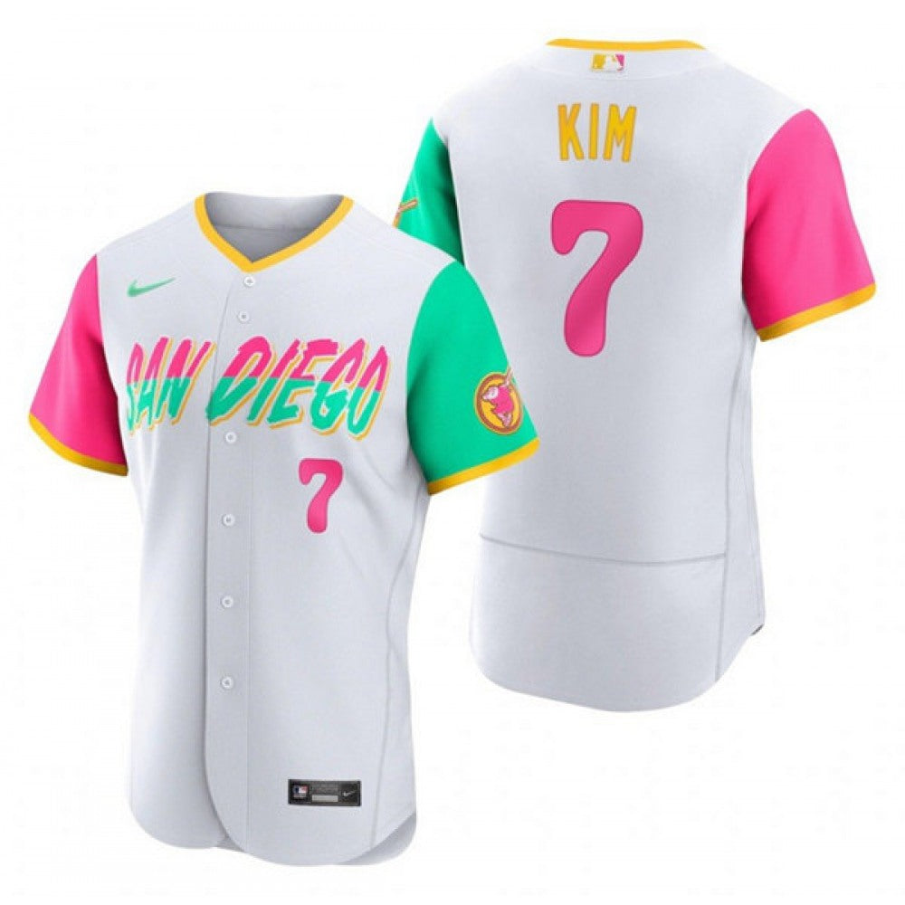 Men's San Diego Padres #7 Ha Seong Kim 2022 White City Connect Flex Base Stitched Baseball Jersey