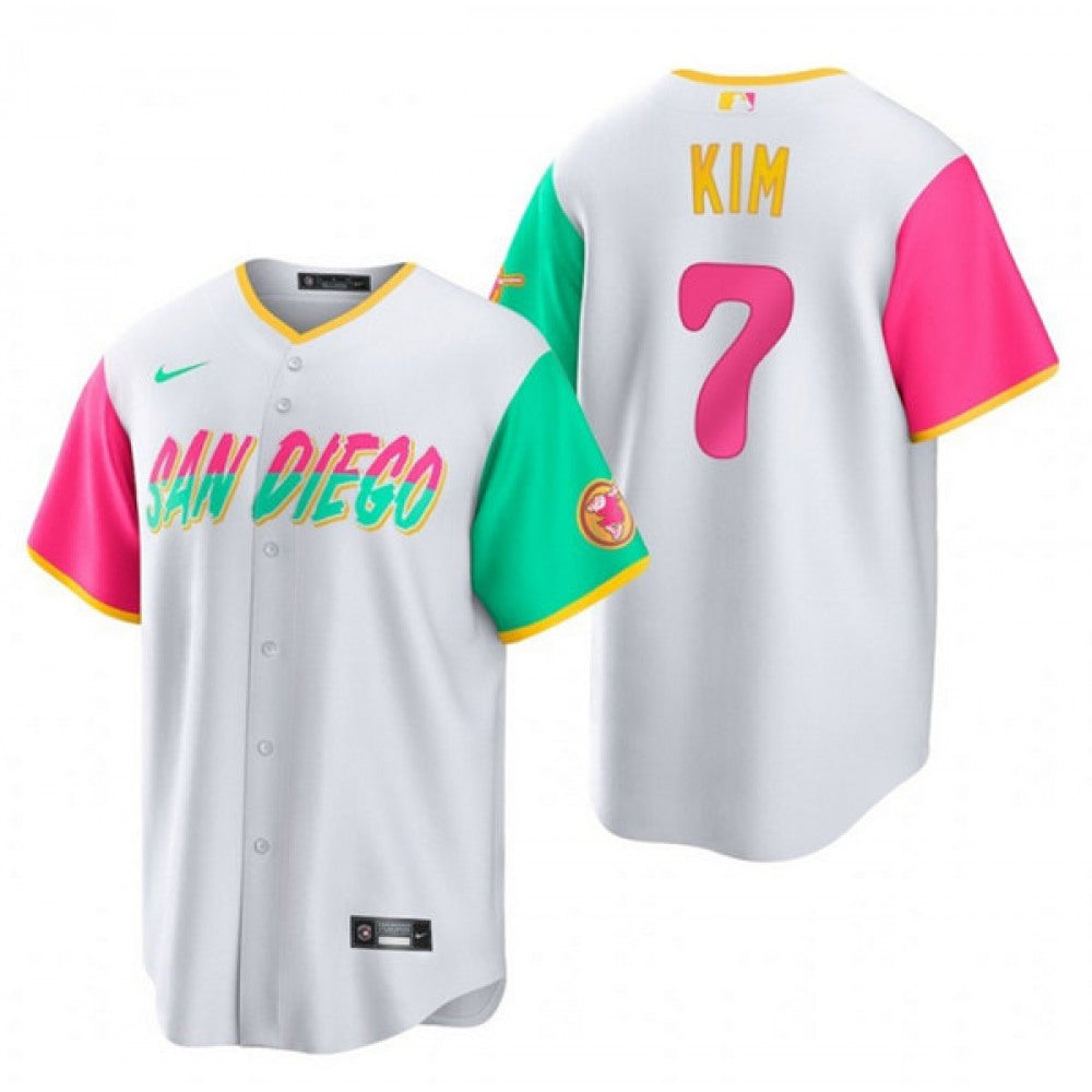Men's San Diego Padres #7 Ha Seong Kim 2022 White City Connect Cool Base Stitched Jersey