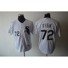 White Sox #72 Carlton Fisk Stitched White MLB Jersey