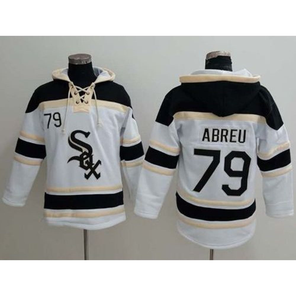 White Sox #79 Jose Abreu White Sawyer Hooded Sweatshirt MLB Hoodie
