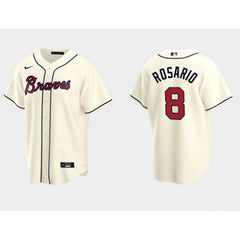 Men's Atlanta Braves #8 Eddie Rosario Cream Cool Base Stitched Jersey