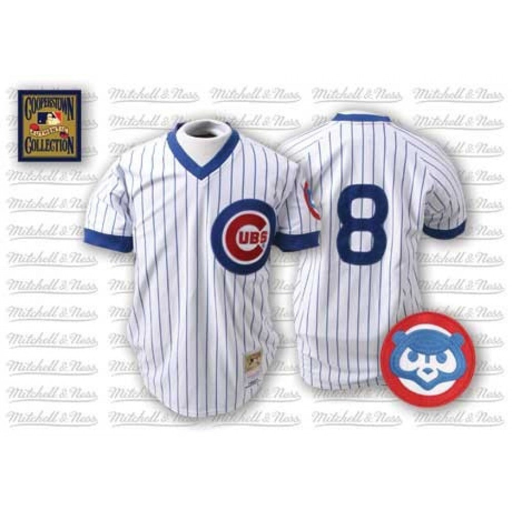 Mitchell and Ness Cubs #8 Andre Dawson Stitched White Wite Blue Strip Throwback MLB Jersey