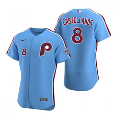 Men's Philadelphia Phillies #8 Nick Castellanos Blue Flex Base Stitched Baseball Jersey