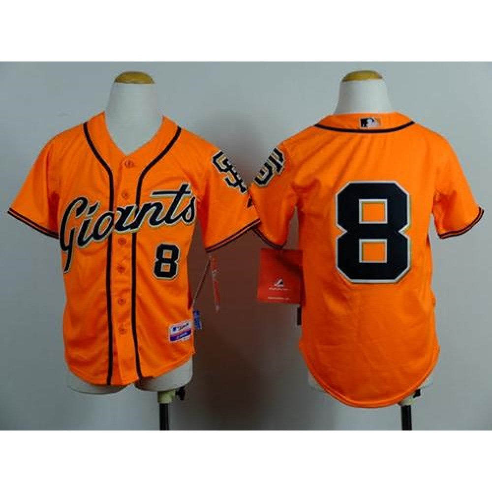 Giants #8 Hunter Pence Orange Alternate Stitched Youth MLB Jersey