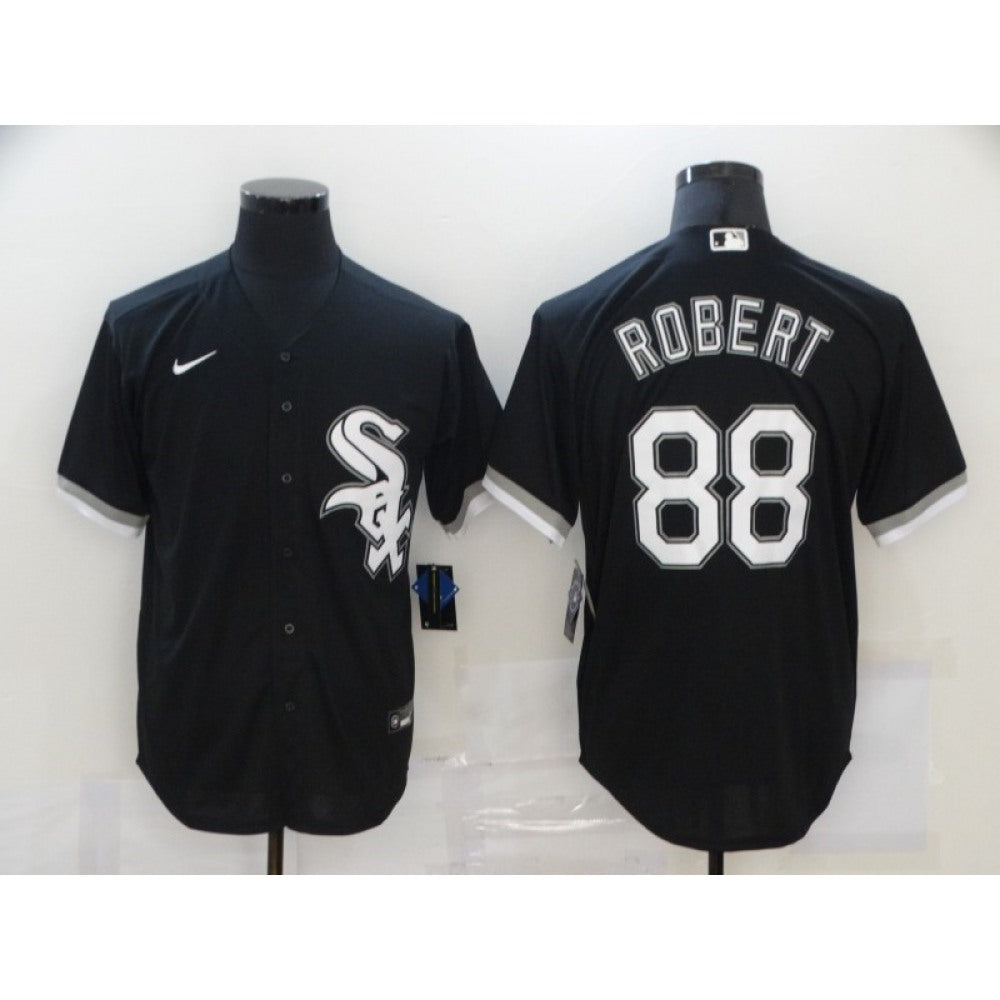 Men's Chicago White Sox #88 Luis Robert Black Cool Base Stitched Jersey