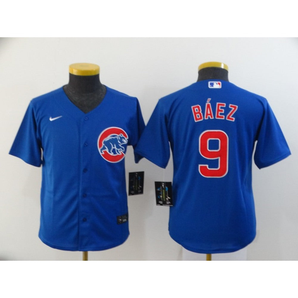 Youth Chicago Cubs Blue #9 Javier Baez Cool Base Stitched MLB Jersey