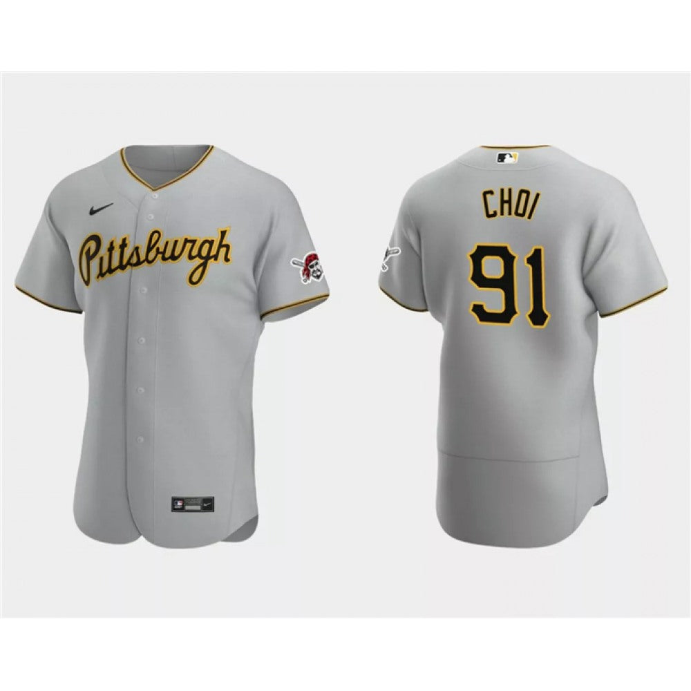 Men's Pittsburgh Pirates #91 Ji Man Choi Grey Flex Base Stitched Baseball Jersey