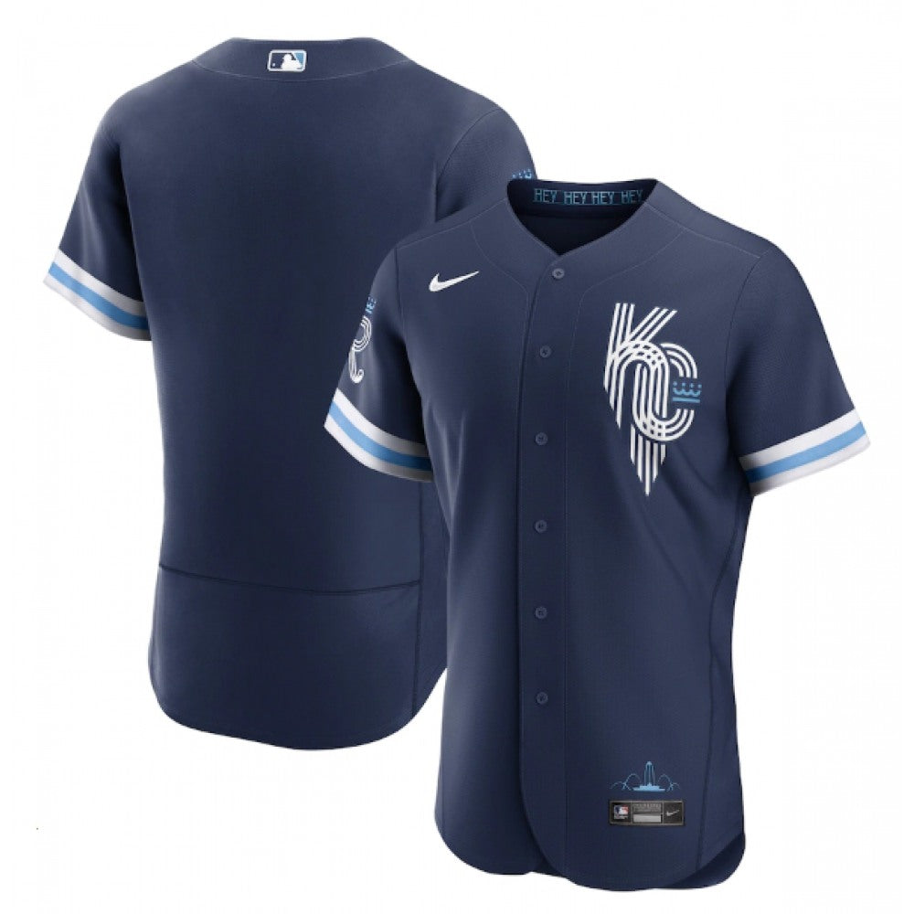Men's Kansas City Royals Blank 2022 Navy City Connect Flex Base Stitched MLB Jersey