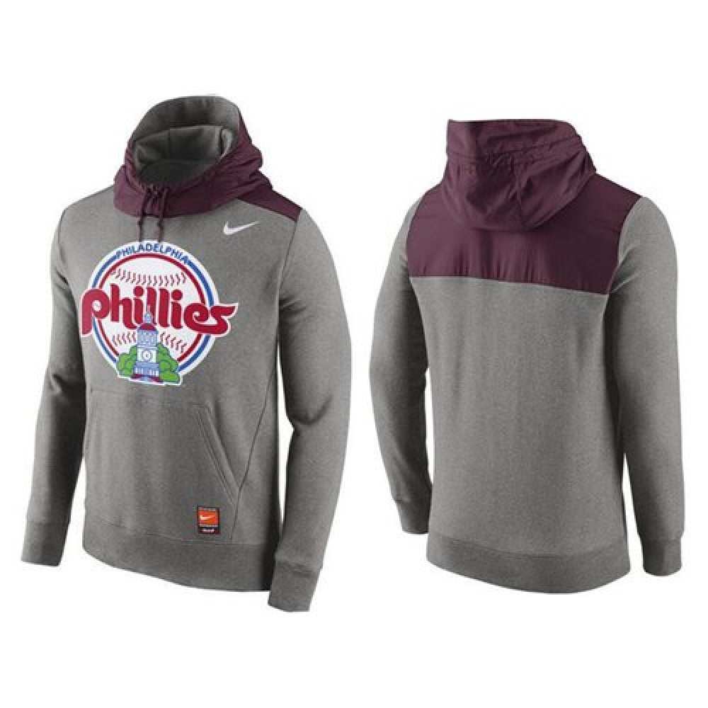 Men's Philadelphia Phillies Gray Cooperstown Collection Hybrid Pullover Hoodie
