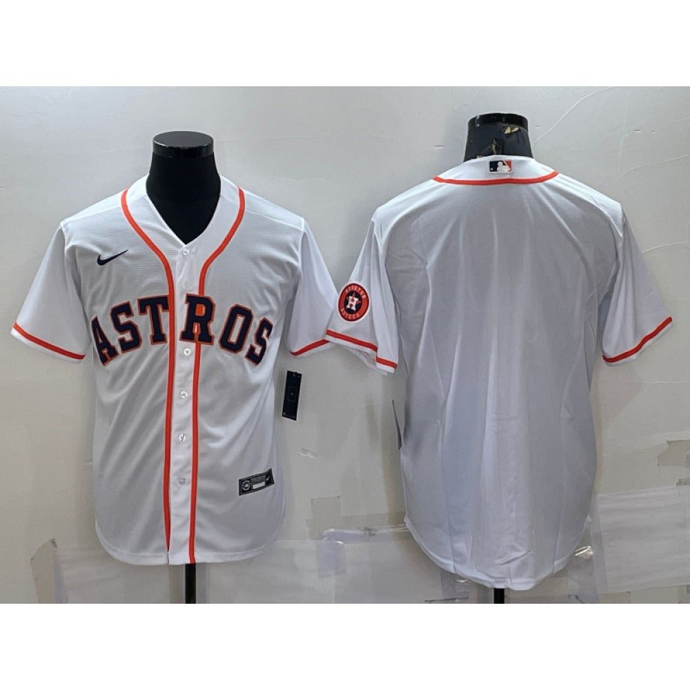Men's Houston Astros Blank White With Patch Cool Base Stitched Jersey