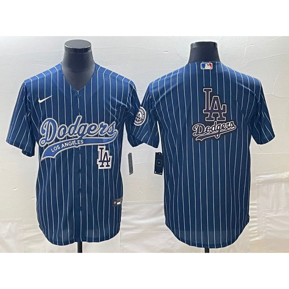 Men's Los Angeles Dodgers Blue Team Big Logo With Patch Cool Base Stitched Baseball Jersey