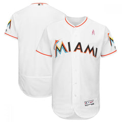 Men's Miami Marlins White 2018 Mother's Day Flexbase Stitched MLB Jersey