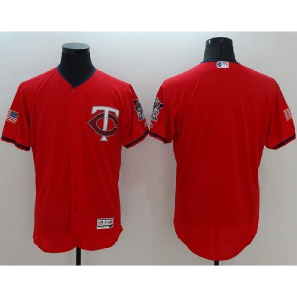 Twins Blank Red Fashion Stars & Stripes Flexbase Authentic Stitched MLB Jersey