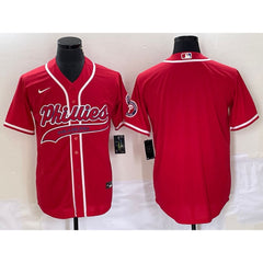 Men's Philadelphia Phillies Blank Red Cool Base Stitched Baseball Jersey