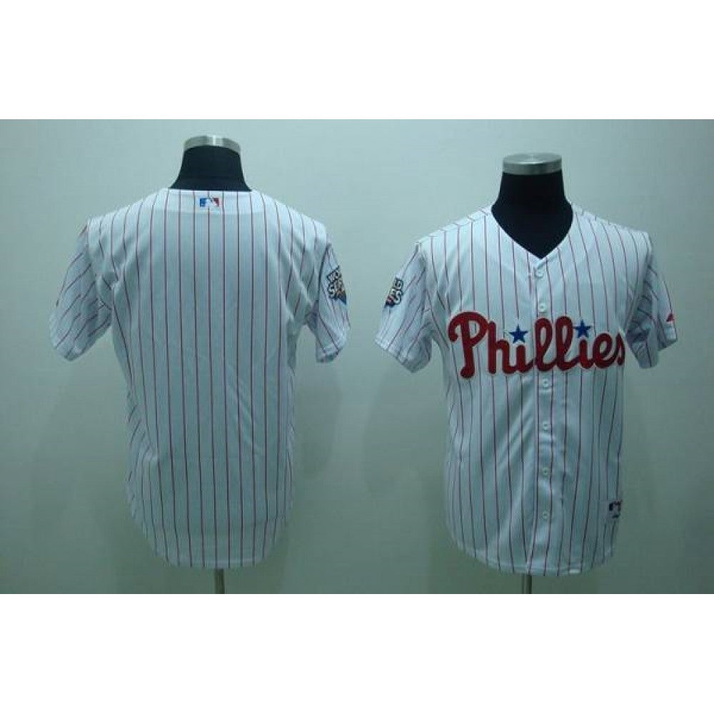 Phillies Blank Stitched White Red Strip MLB Jersey