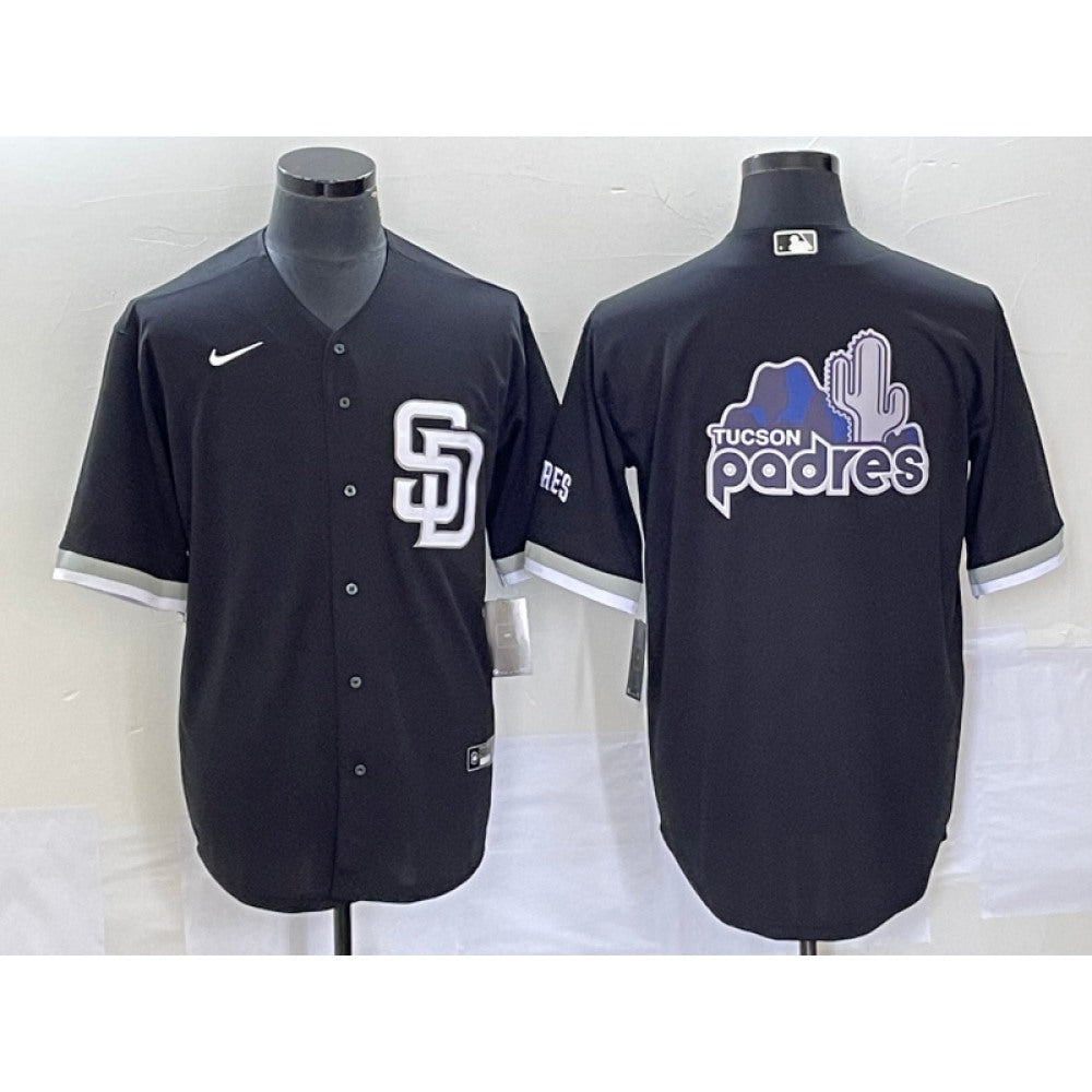 Men's San Diego Padres Black Team Big Logo Cool Base Stitched Baseball Jersey