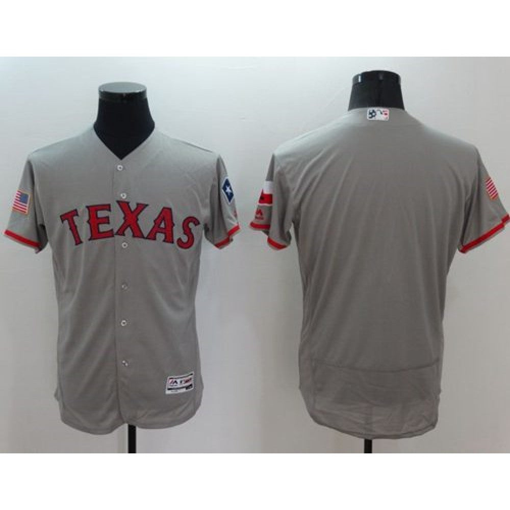 Rangers Blank Grey Fashion Stars & Stripes Flexbase Authentic Stitched MLB Jersey