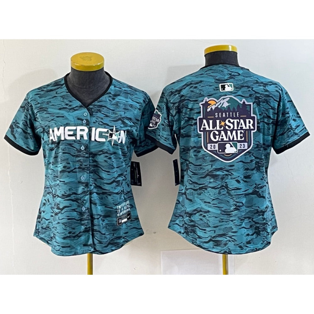 Women's 2023 All-star Teal Big Logo Stitched Baseball Jersey(Run Small)