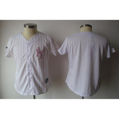 Yankees Blank White With Pink Strip Women's Fashion Stitched MLB Jersey