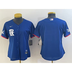 Women's Texas Rangers Blank Royal 2023 City Connect Stitched Baseball Jersey(Run Small)