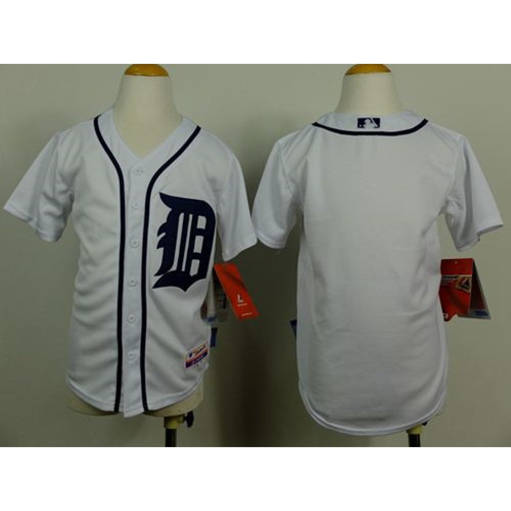 Tigers Blank White Cool Base Stitched Youth MLB Jersey