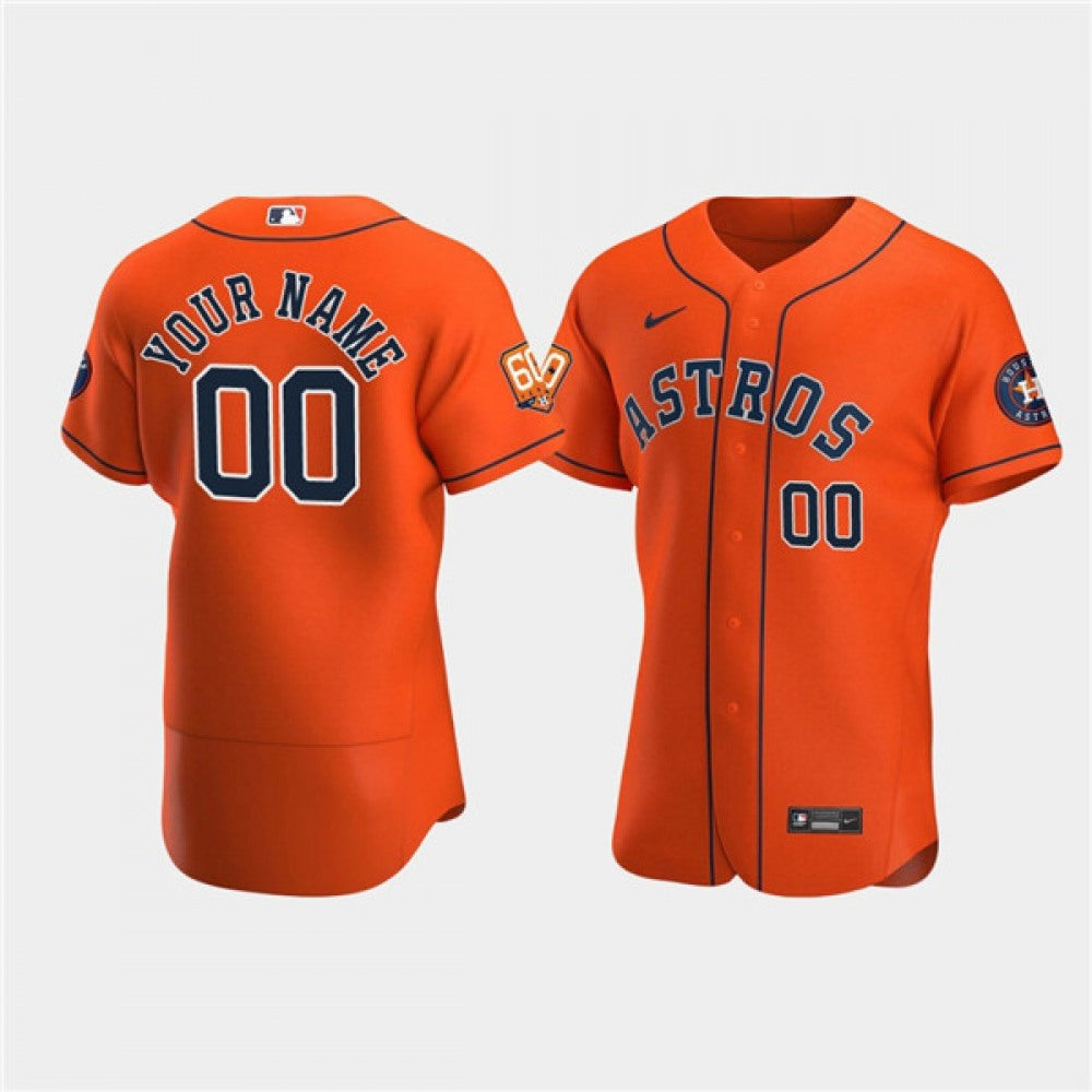 Men's Houston Astros ACTIVE Player Custom Orange 60th Anniversary Flex Base Stitched Baseball Jersey