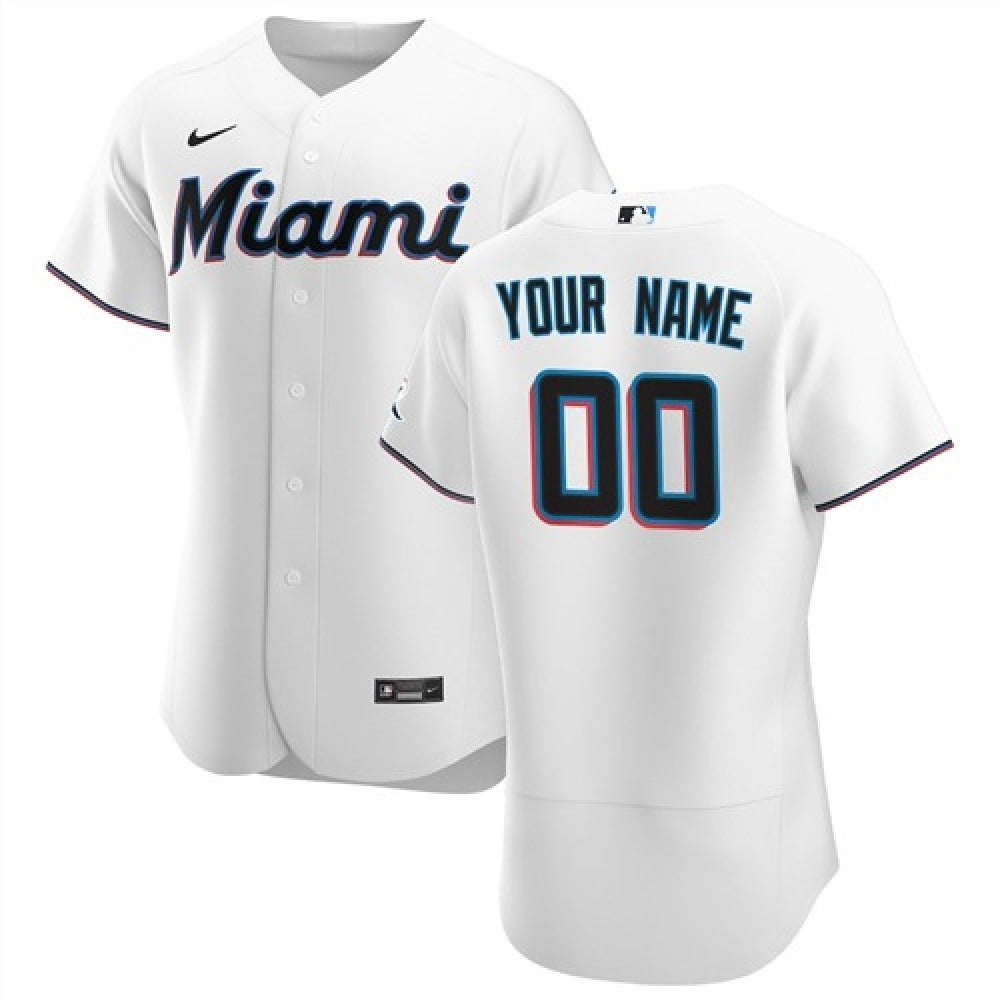 Men's Miami Marlins White Customized Stitched MLB Jersey