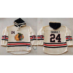 Blackhawks #24 Phillip Danault Cream Heavyweight Pullover Hoodie Stitched NHL Jersey