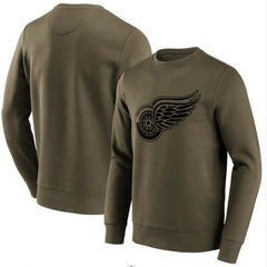 Men's Detroit Red Wings Olive Iconic Preferred Logo Graphic Crew Sweatshirt