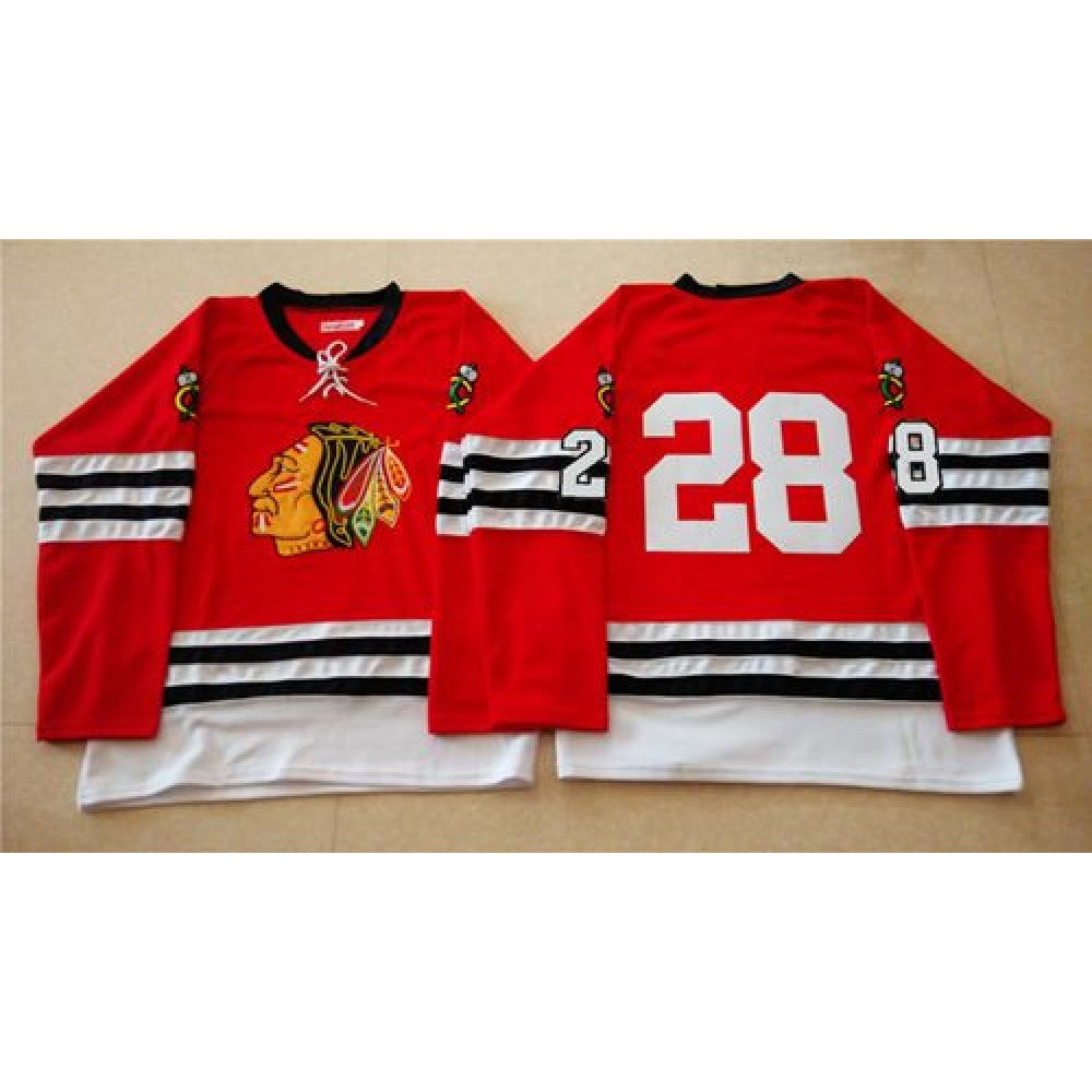 Mitchell And Ness 1960-61 Blackhawks #28 Steve Larmer Red Stitched NHL Jersey