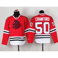 Blackhawks #50 Corey Crawford Red(Red Skull) Stitched Youth NHL Jersey
