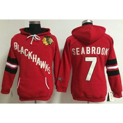 Chicago Blackhawks #7 Brent Seabrook Red Women's Old Time Heidi NHL Hoodie