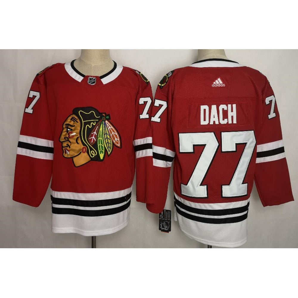 Men's Chicago Blackhawks #77 Kirby Dach Red Throwback CCM Stitched NHL Jersey