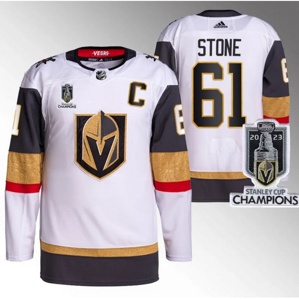 Men's Vegas Golden Knights #61 Mark Stone White 2023 Stanley Cup Champions Stitched Jersey